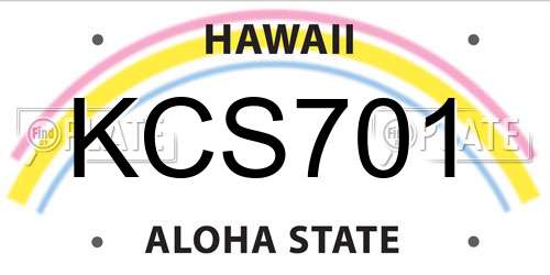 KCS701 Hawaii License Plate