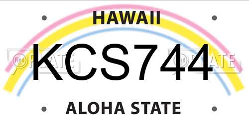 KCS744 Hawaii License Plate