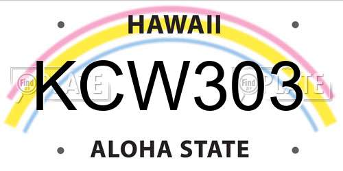 KCW303 Hawaii License Plate