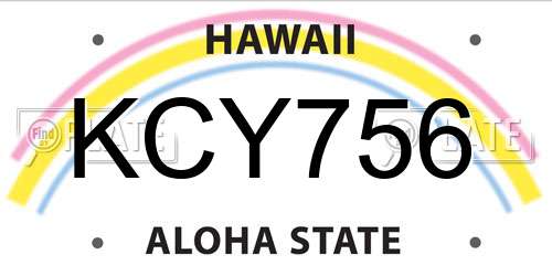 KCY756 Hawaii License Plate