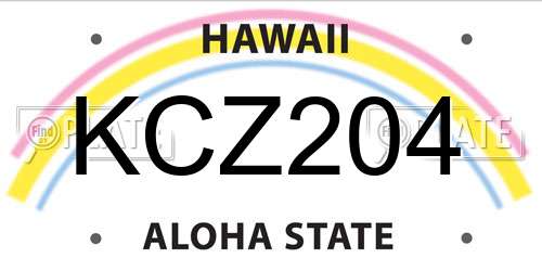 KCZ204 Hawaii License Plate