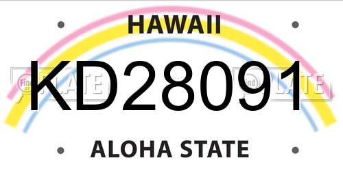 KD28091 Hawaii License Plate