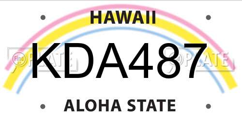 KDA487 Hawaii License Plate