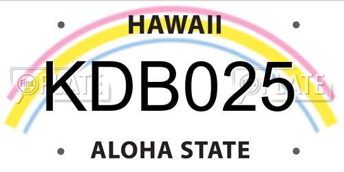 KDB025 Hawaii License Plate