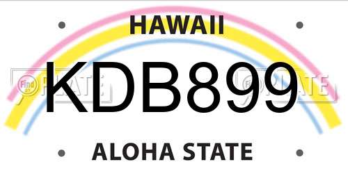 KDB899 Hawaii License Plate