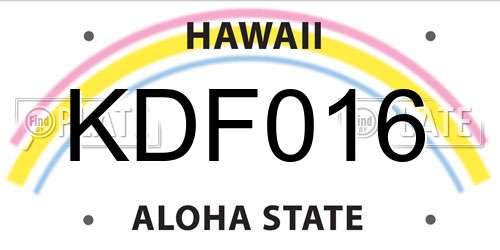 KDF016 Hawaii License Plate
