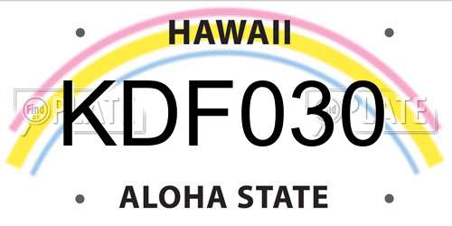 KDF030 Hawaii License Plate