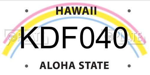 KDF040 Hawaii License Plate