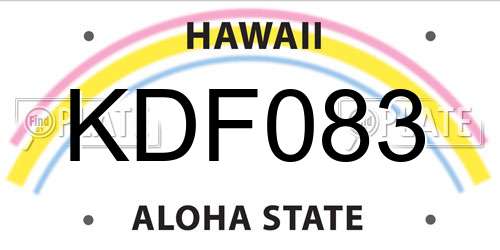 KDF083 Hawaii License Plate