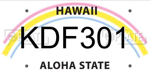 KDF301 Hawaii License Plate