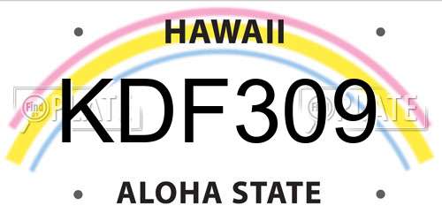 KDF309 Hawaii License Plate
