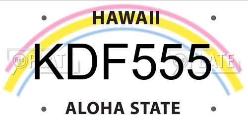 KDF555 Hawaii License Plate