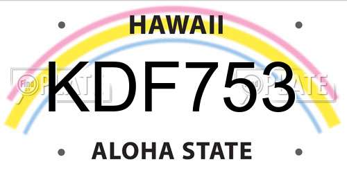 KDF753 Hawaii License Plate