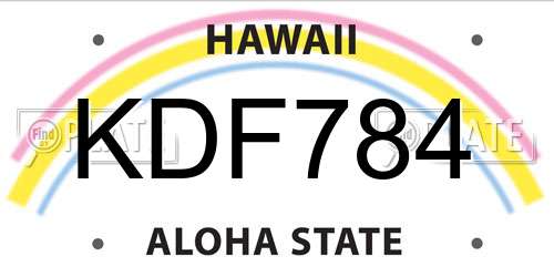 KDF784 Hawaii License Plate
