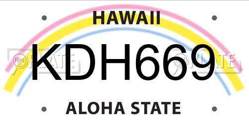 KDH669 Hawaii License Plate