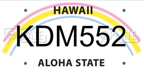 KDM552 Hawaii License Plate