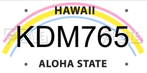 KDM765 Hawaii License Plate