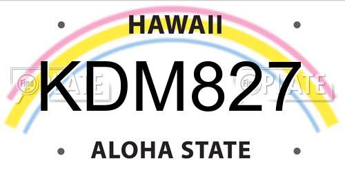 KDM827 Hawaii License Plate