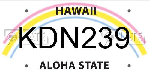 KDN239 Hawaii License Plate