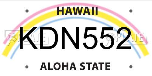 KDN552 Hawaii License Plate