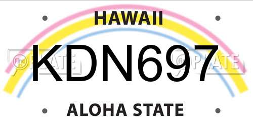 KDN697 Hawaii License Plate