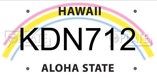 KDN712 Hawaii License Plate