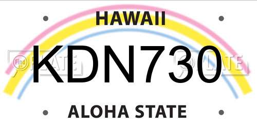 KDN730 Hawaii License Plate