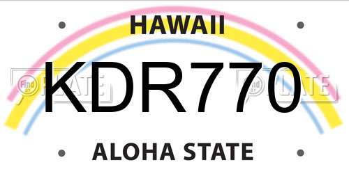 KDR770 Hawaii License Plate