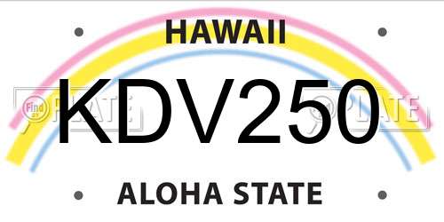 KDV250 Hawaii License Plate