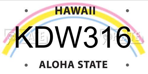 KDW316 Hawaii License Plate