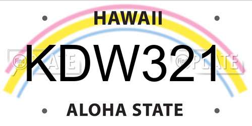 KDW321 Hawaii License Plate
