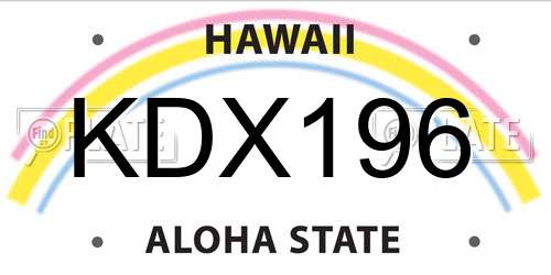 KDX196 Hawaii License Plate