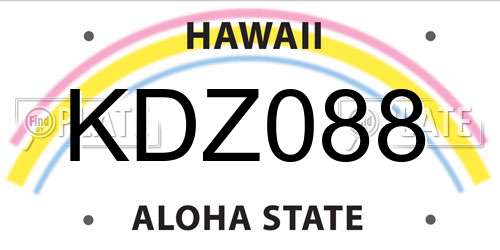 KDZ088 Hawaii License Plate