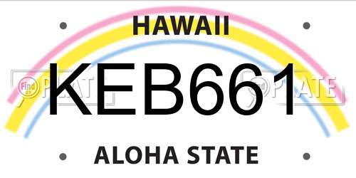 KEB661 Hawaii License Plate