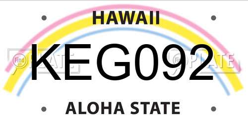KEG092 Hawaii License Plate