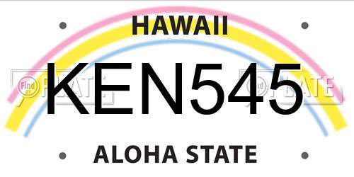 KEN545 Hawaii License Plate