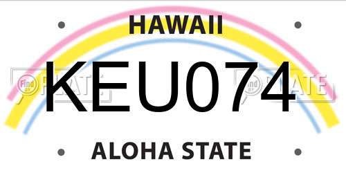 KEU074 Hawaii License Plate