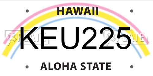 KEU225 Hawaii License Plate