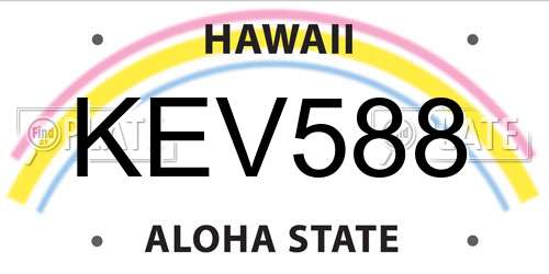KEV588 Hawaii License Plate