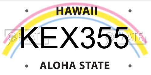 KEX355 Hawaii License Plate