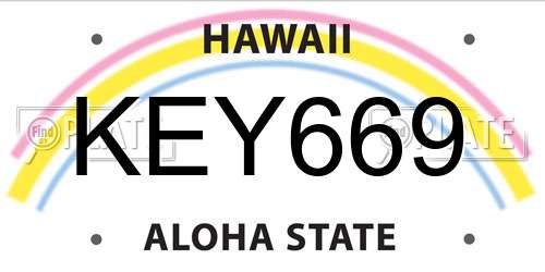 KEY669 Hawaii License Plate