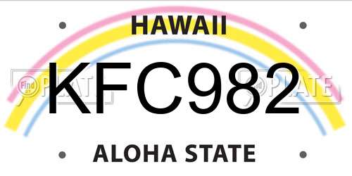 KFC982 Hawaii License Plate