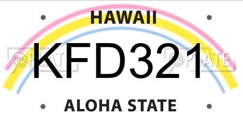 KFD321 Hawaii License Plate