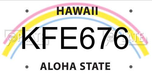 KFE676 Hawaii License Plate