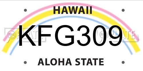 KFG309 Hawaii License Plate