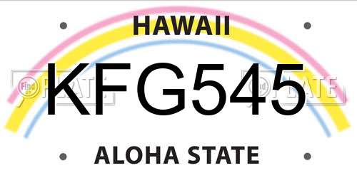 KFG545 Hawaii License Plate
