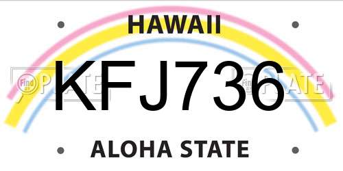 KFJ736 Hawaii License Plate