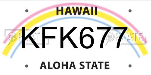 KFK677 Hawaii License Plate