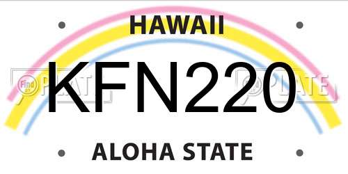 KFN220 Hawaii License Plate