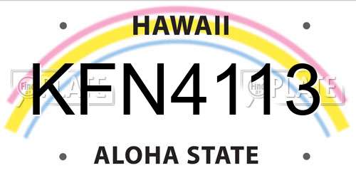 KFN4113 Hawaii License Plate